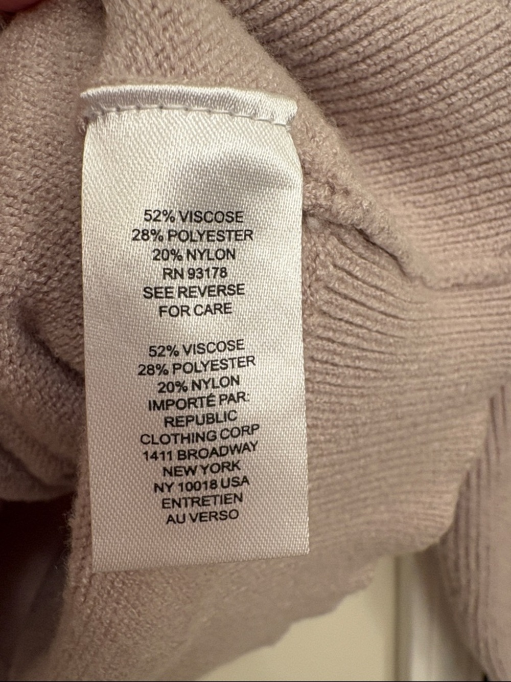 V-Neck Ribbed Sleeve Sweater in Taupe - Picture 5 of 5